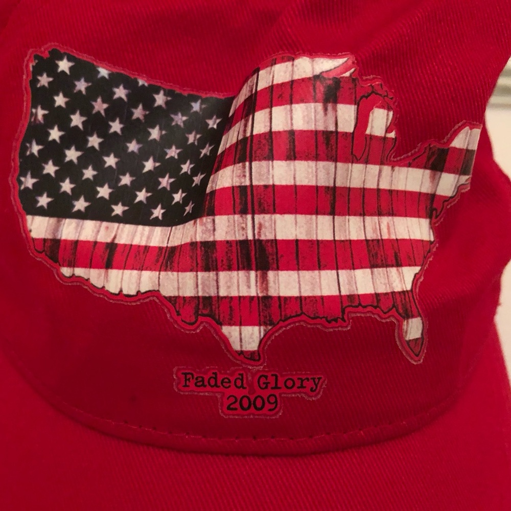 Red Baseball Cap With American Flag
